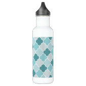 Blue Moroccan Trellis, Latticework, Quatrefoil Waterfles (Links)