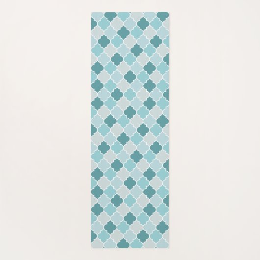 Blue Moroccan Trellis, Latticework, Quatrefoil Yogamat (Achterkant)