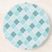 Blue Moroccan Trellis, Latticework, Quatrefoil Zandsteen Onderzetter (Voorkant)