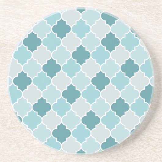 Blue Moroccan Trellis, Latticework, Quatrefoil Zandsteen Onderzetter (Voorkant)