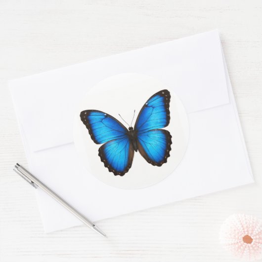 Blue Morpho Brilliance Ronde Sticker (Envelop)