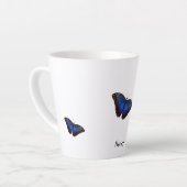 Blue Morpho Butterflies - Aangepaste tekst Latte Mok (Linkerhoek)