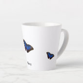 Blue Morpho Butterflies - Aangepaste tekst Latte Mok (Rechterhoek)