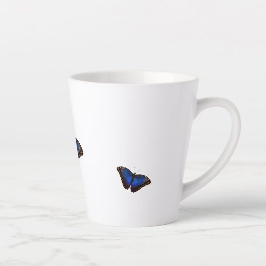 Blue Morpho Butterflies - Aangepaste tekst Latte Mok (Rechts)