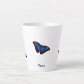 Blue Morpho Butterflies - Aangepaste tekst Latte Mok (Voorkant)