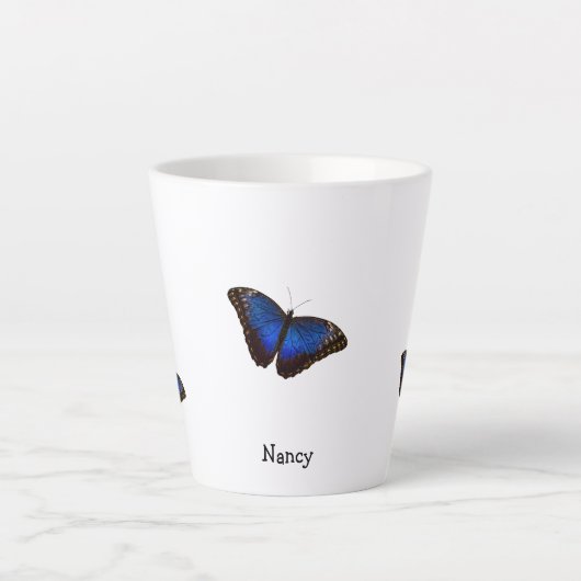 Blue Morpho Butterflies - Aangepaste tekst Latte Mok (Voorkant)