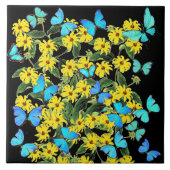 Blue Morpho Butterflies Coneflower Flowers Tile Tegeltje (Voorkant)