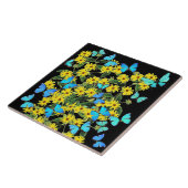 Blue Morpho Butterflies Coneflower Flowers Tile Tegeltje (Zijkant)