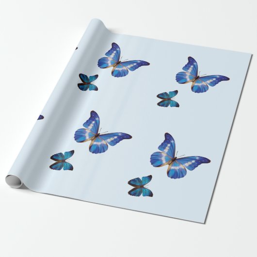 Blue Morpho Butterflies Gift Wrap Cadeaupapier (Uitgerold)