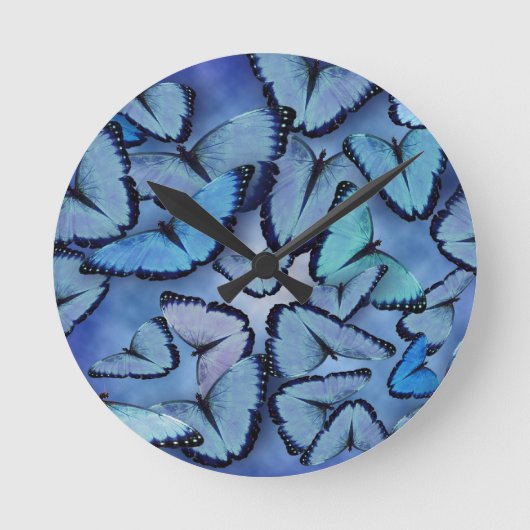 Blue Morpho Butterflies Ronde Klok (Voorkant)