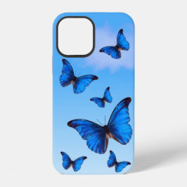 Blue Morpho Butterflies vliegen in Sky iPhone 13 Hoesje