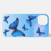 Blue Morpho Butterflies vliegen in Sky iPhone Hoesje (Achterkant horizontaal)