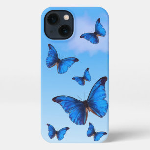 Blue Morpho Butterflies vliegen in Sky iPhone 13 Hoesje