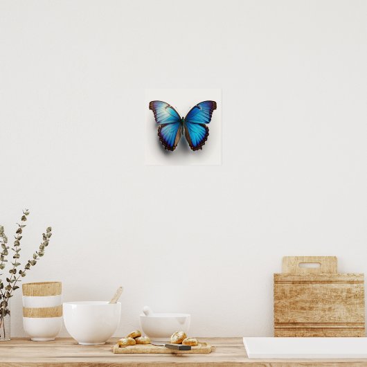 Blue Morpho Butterfly Art Print Poster (Keuken)