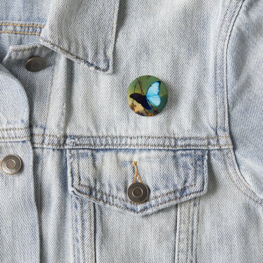 Blue Morpho Butterfly Button (In situ)