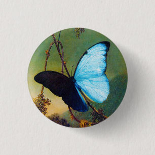 Blue Morpho Butterfly Button