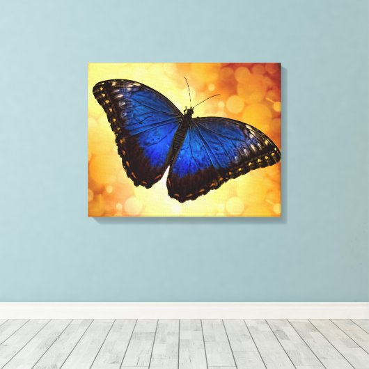Blue Morpho Butterfly Canvas Afdruk (Insitu (Houten vloer))