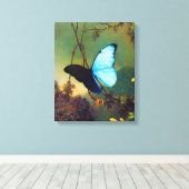 Blue Morpho Butterfly Canvas Afdruk (Insitu (Houten vloer))