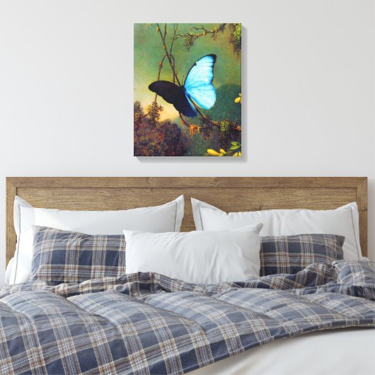 Blue Morpho Butterfly Canvas Afdruk (Insitu (Slaapkamer))