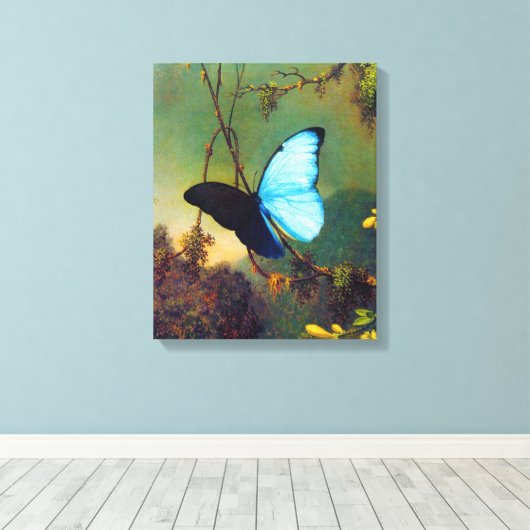 Blue Morpho Butterfly Canvas Afdruk (Insitu (Houten vloer))