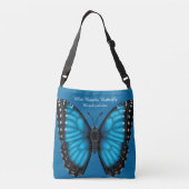 Blue Morpho Butterfly Dorsal en Ventral Crossbody Tas (Achterkant)