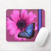 Blue Morpho Butterfly en Daisy Muismat (Met muis)