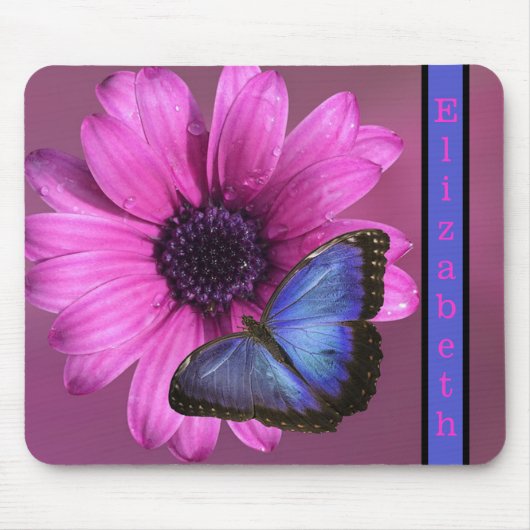 Blue Morpho Butterfly en Daisy Muismat (Voorkant)