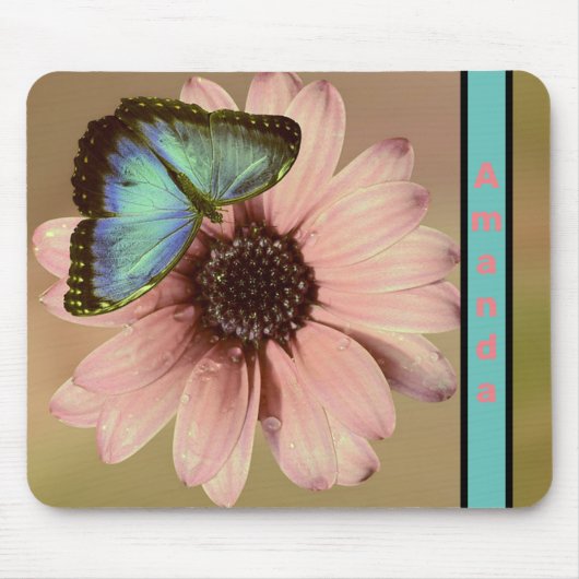 Blue Morpho Butterfly en Daisy Muismat (Voorkant)