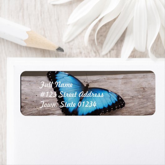 Blue Morpho Butterfly Etiket (Insitu)