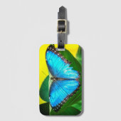 Blue Morpho Butterfly Floral Natuur Art Bagagelabel (Voorkant (verticaal))