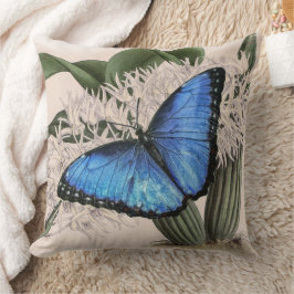 Blue Morpho Butterfly Floral Natuur Art Kussen