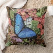 Blue Morpho Butterfly Floral Natuur Art Kussen (Deken)