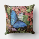 Blue Morpho Butterfly Floral Natuur Art Kussen (Achterkant)
