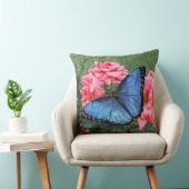 Blue Morpho Butterfly Floral Natuur Art Kussen (Stoel)