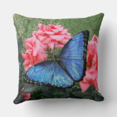 Blue Morpho Butterfly Floral Natuur Art Kussen (Achterkant)
