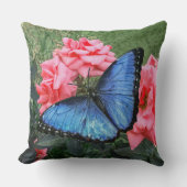 Blue Morpho Butterfly Floral Natuur Art Kussen (Voorkant)