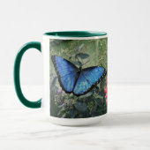 Blue Morpho Butterfly Floral Natuur Art Mok (Links)