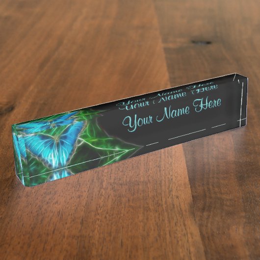 Blue Morpho Butterfly Fractal Naambordje (Zijkant)