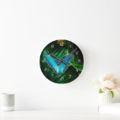 Blue Morpho Butterfly Fractal Ronde Klok (Huis)