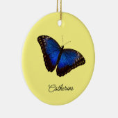 Blue Morpho Butterfly gepersonaliseerd Keramisch Ornament (Rechts)