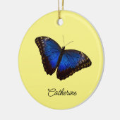 Blue Morpho Butterfly gepersonaliseerd Keramisch Ornament (Links)