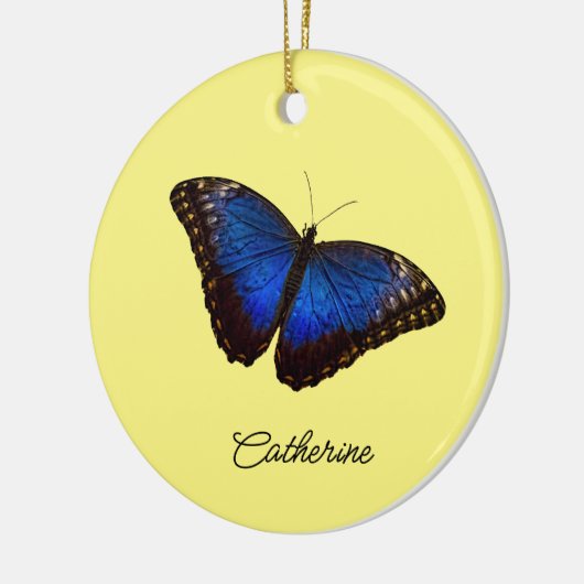 Blue Morpho Butterfly gepersonaliseerd Keramisch Ornament (Links)