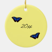 Blue Morpho Butterfly gepersonaliseerd Keramisch Ornament (Achterkant)