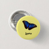 Blue Morpho Butterfly gepersonaliseerd met naam Ronde Button 3,2 Cm (Voorkant /achterkant)