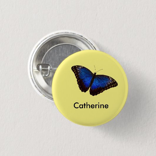 Blue Morpho Butterfly gepersonaliseerd Ronde Button 3,2 Cm (Voorkant /achterkant)