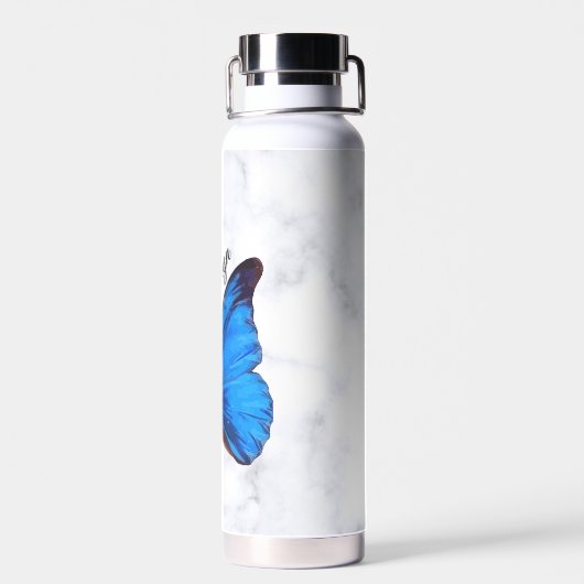 Blue Morpho Butterfly gepersonaliseerd Waterfles (Achterkant)