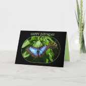 Blue Morpho Butterfly Happy Birthday Kaart (Voorkant)