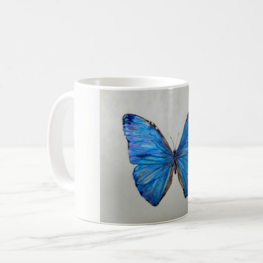 Blue Morpho Butterfly Mok 14 oz. (Voorkant links)