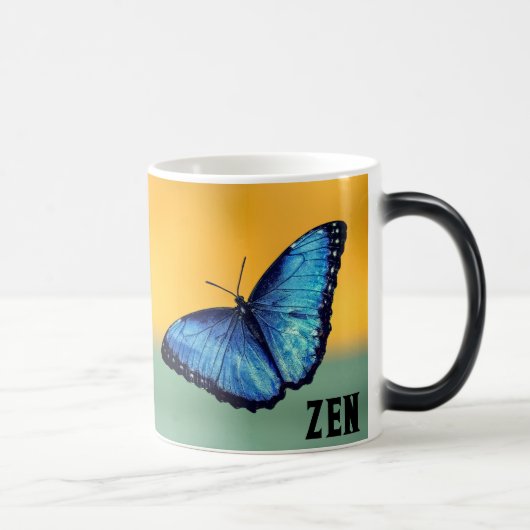 Blue Morpho Butterfly Monogram Naam Letter Magische Mok (Rechts)
