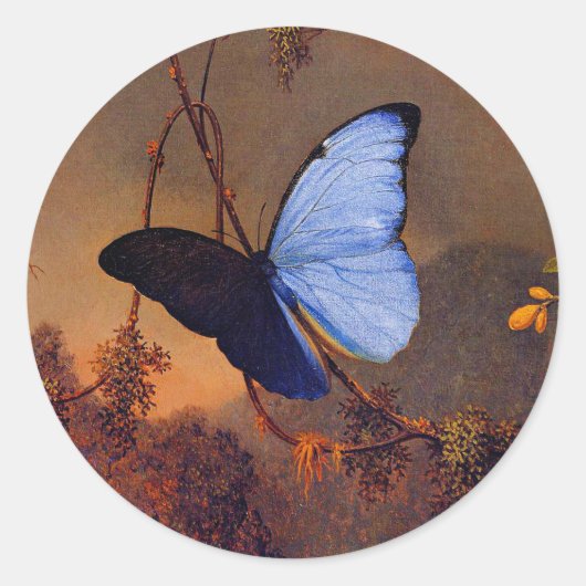 Blue Morpho Butterfly, mooie kunst, Ronde Sticker (Voorkant)